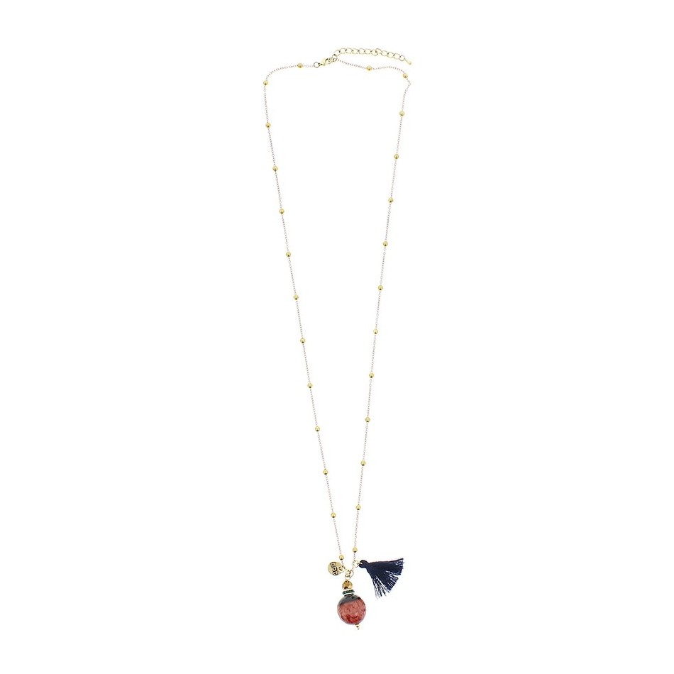 LONG STONE BALLS CHAIN NECKLACE