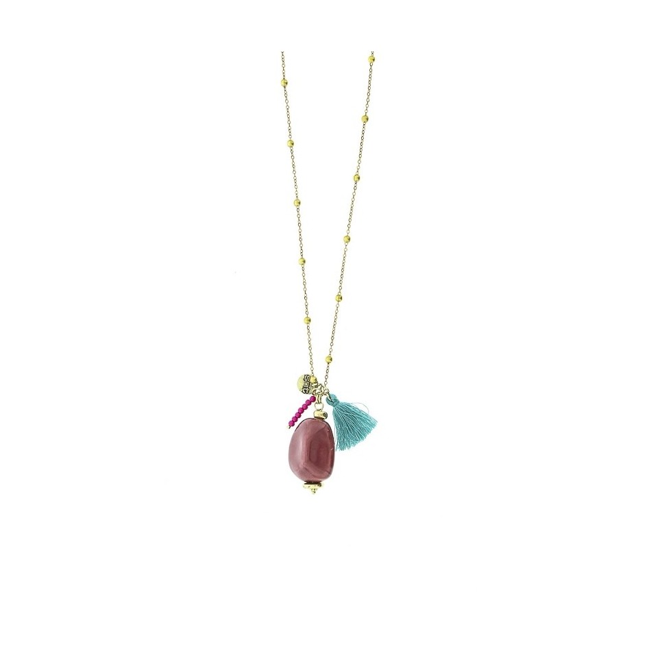 COLLAR LARGO CADENA BOLAS COLG. PIEDRA