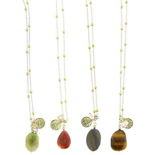 COLLAR LARGO COLG PIEDRA FLECO