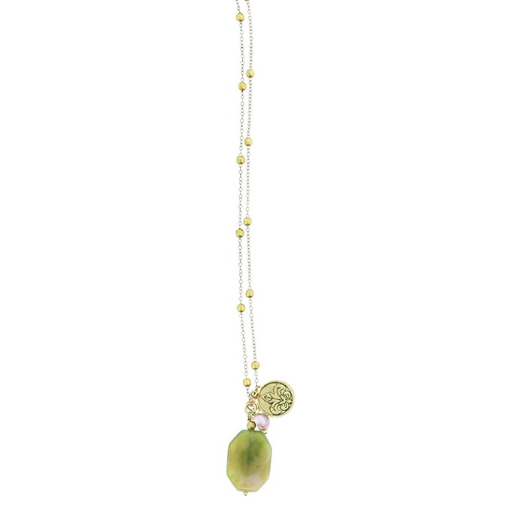 COLLAR LARGO COLG PIEDRA FLECO