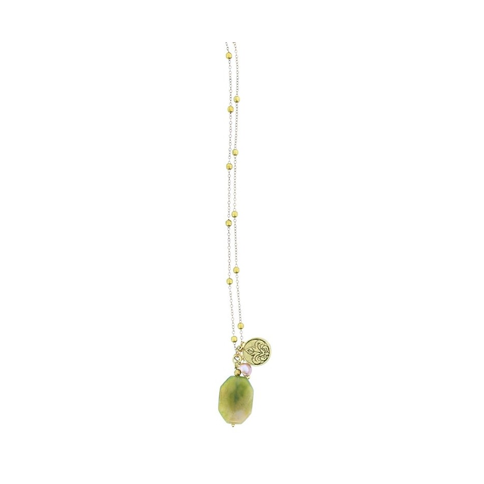 LONG NECKLACE STONE FRINGE PENDANT