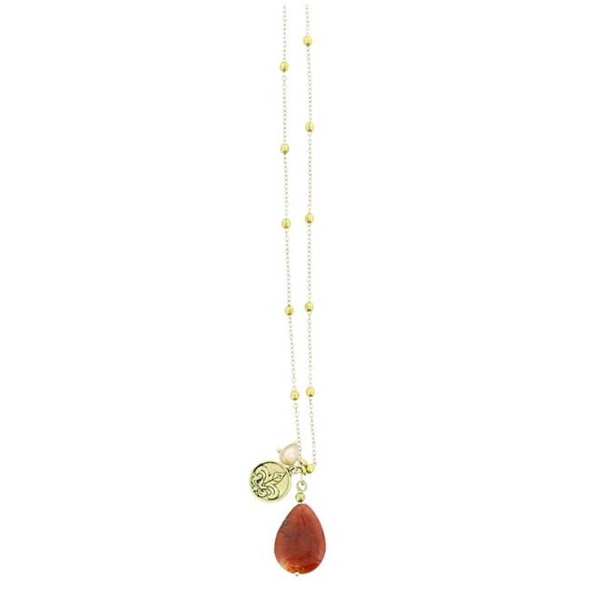 COLLAR LARGO COLG PIEDRA FLECO