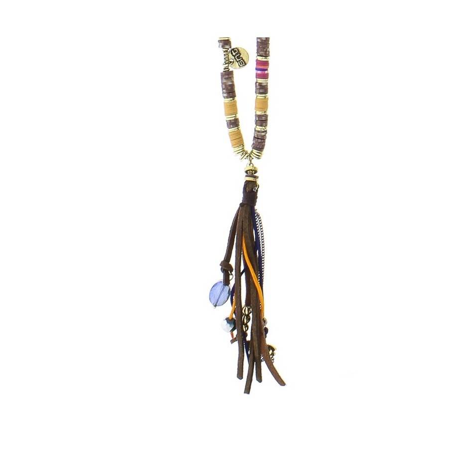 LONG NECKLACE HANGING FIMO BEADS FRINGE
