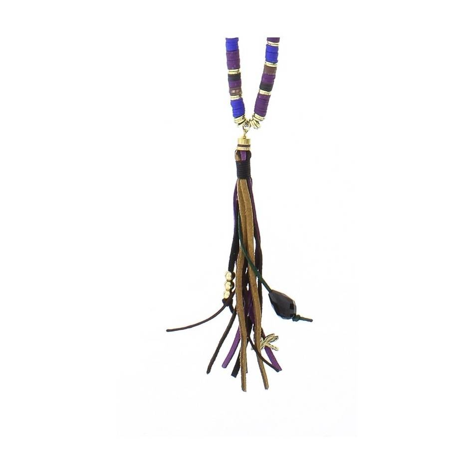 LONG NECKLACE HANGING FIMO BEADS FRINGE