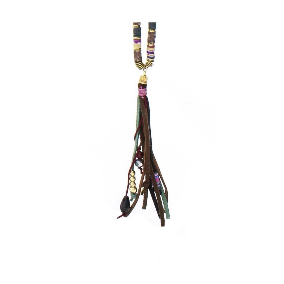 LONG NECKLACE HANGING FIMO BEADS FRINGE