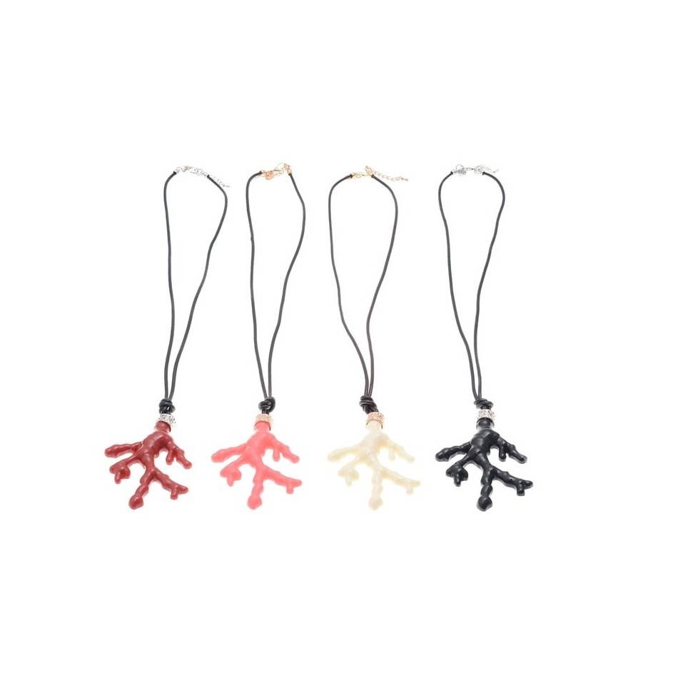 LONG PENDANT NECKLACE CORAL RESIN