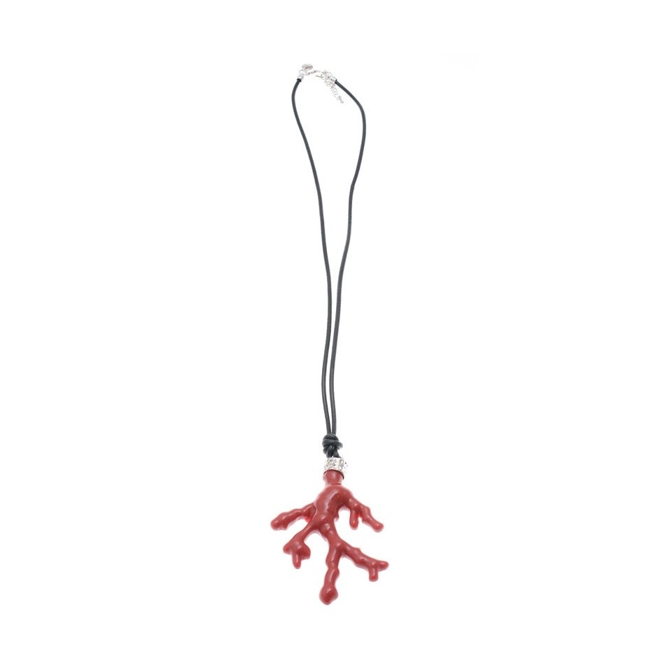 LONG PENDANT NECKLACE CORAL RESIN