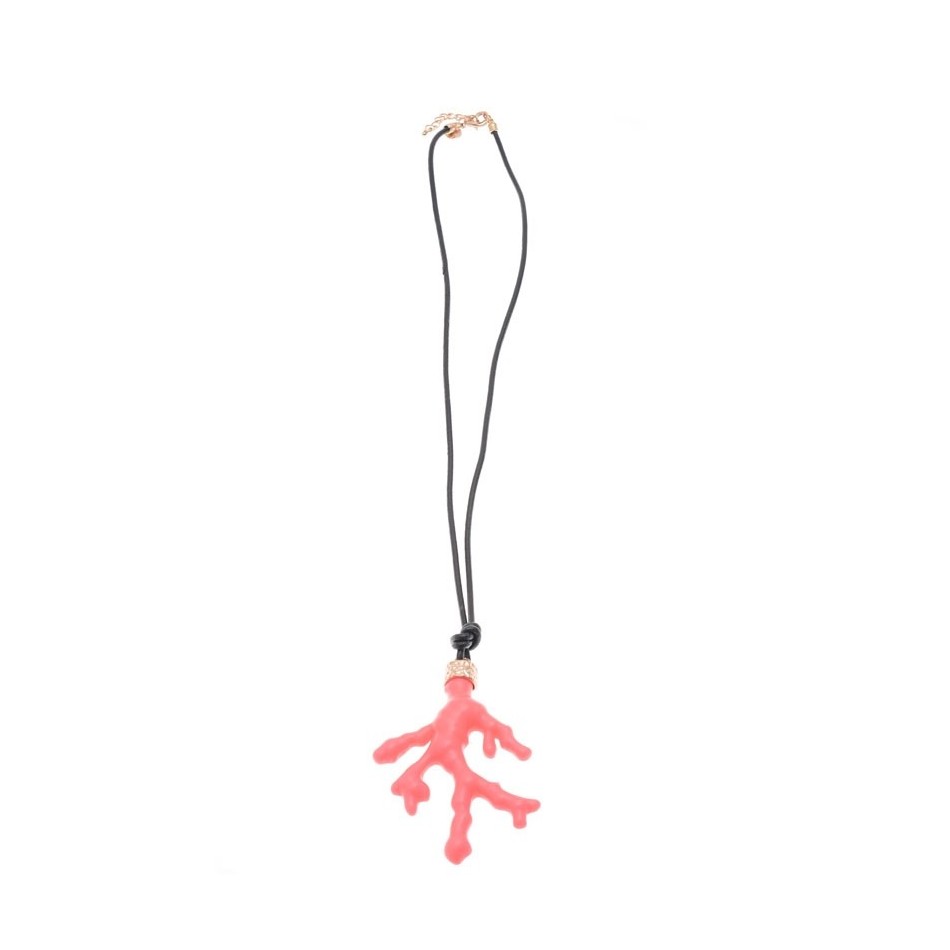 LONG PENDANT NECKLACE CORAL RESIN