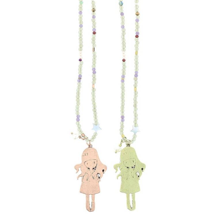 LONG NECKLACE METAL PENDANT BEADS 2