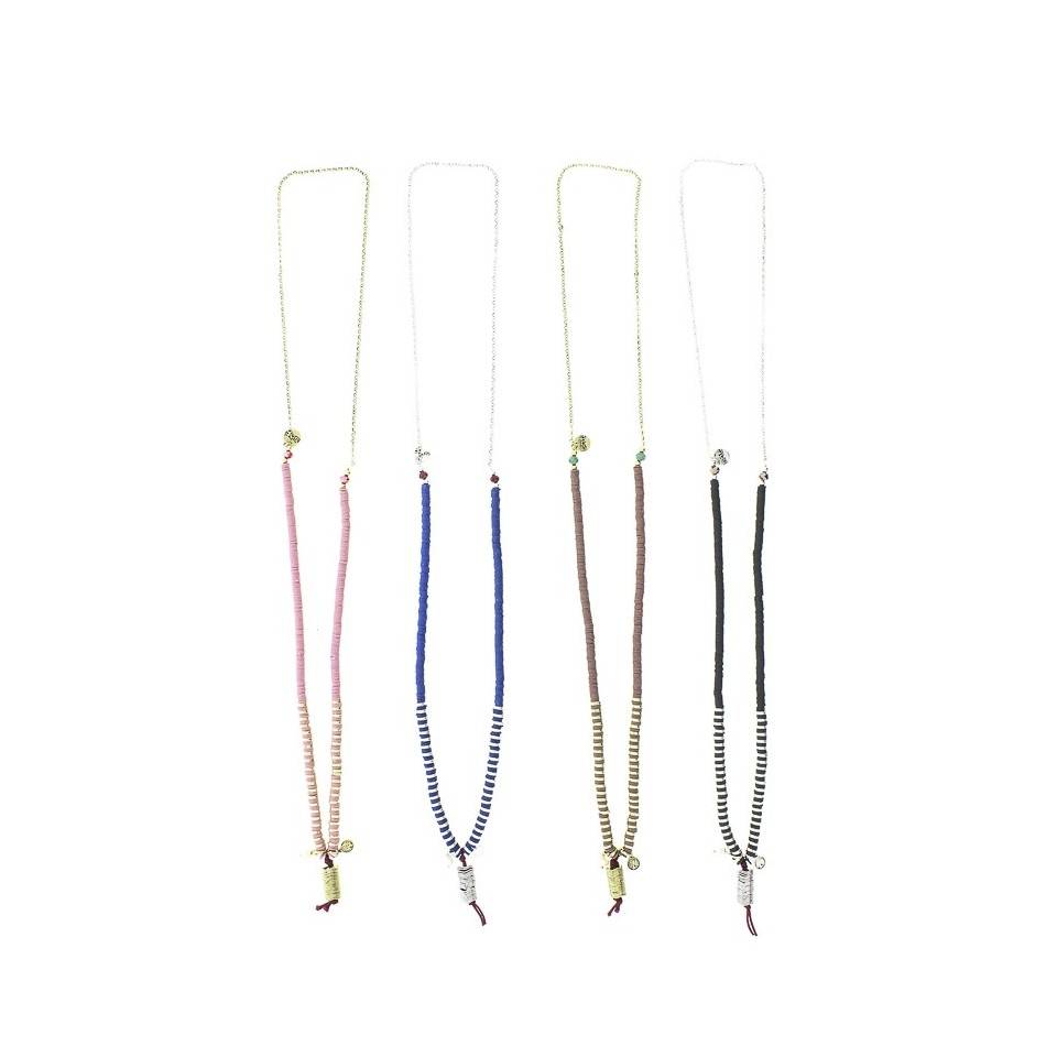 LONG FIMO COLG METAL NECKLACE