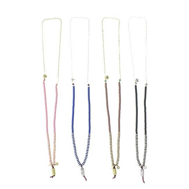 LONG FIMO COLG METAL NECKLACE