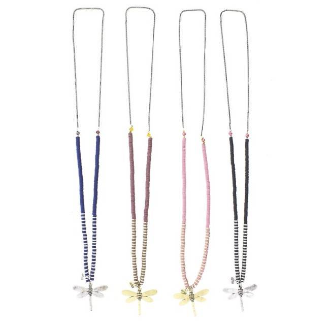 LONG NECKLACE FIMO PENDANT. METAL