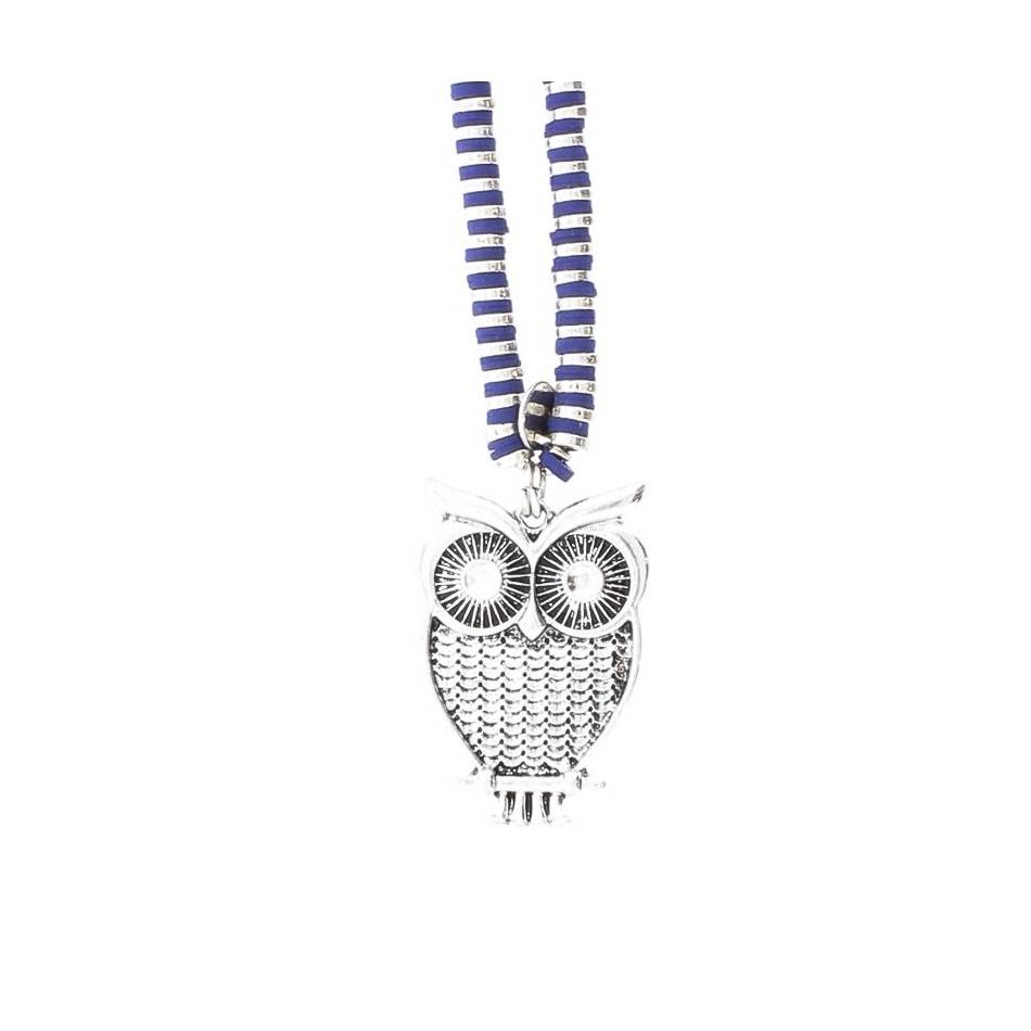 LONG NECKLACE FIMO BEADS COLG. METAL