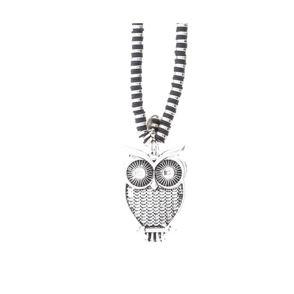 LONG NECKLACE FIMO BEADS COLG. METAL