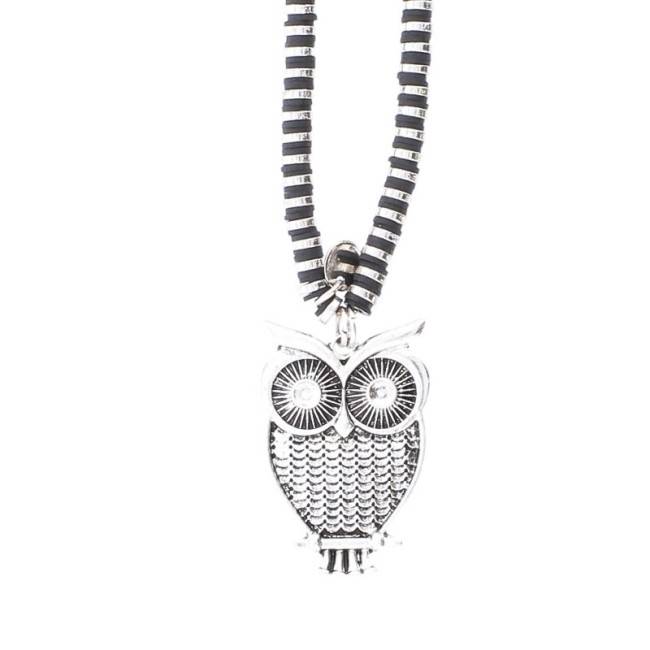 LONG NECKLACE FIMO BEADS COLG. METAL