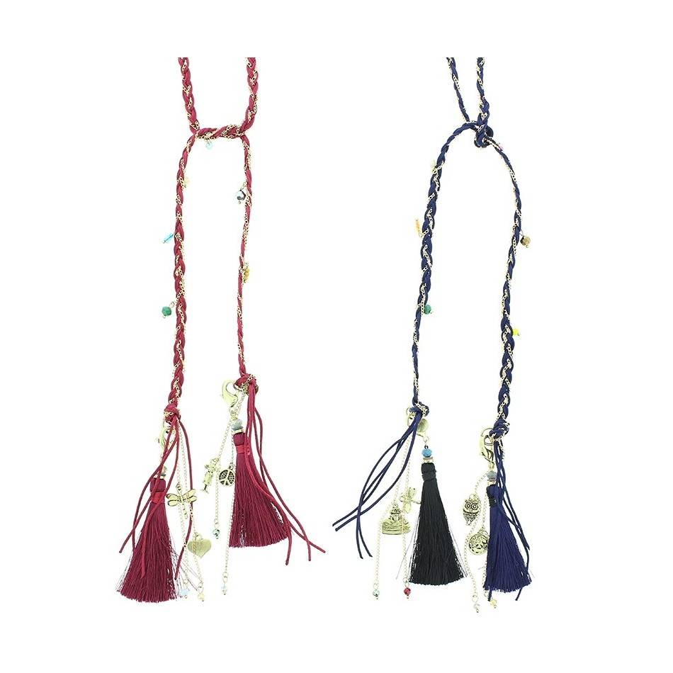 COLLAR LARGO TRENZADO FLECO