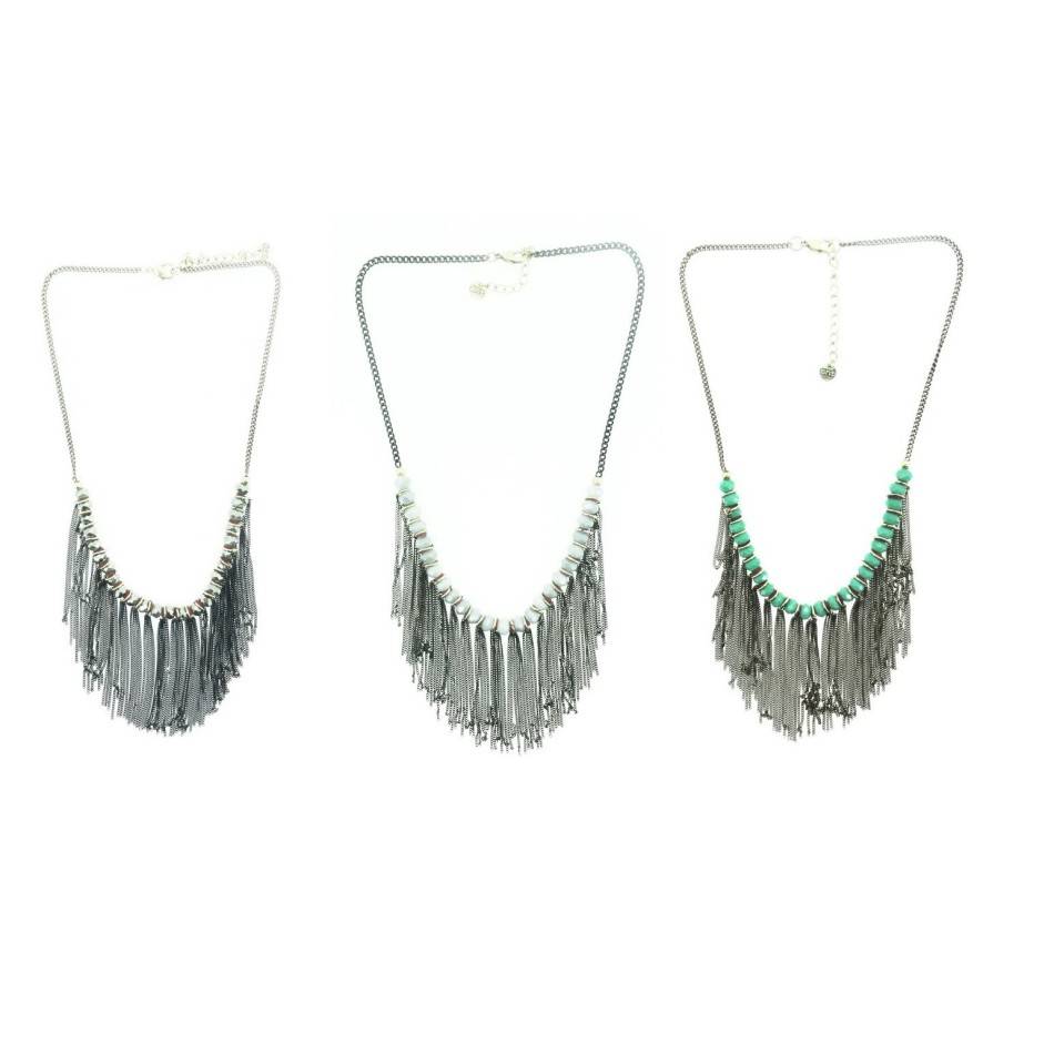 FRINGED CRYSTALS SHORT NECKLACE