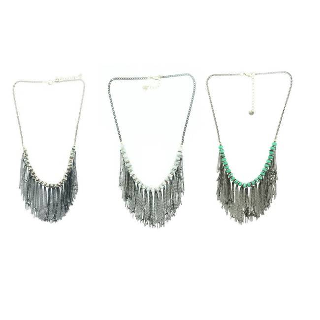FRINGED CRYSTALS SHORT NECKLACE