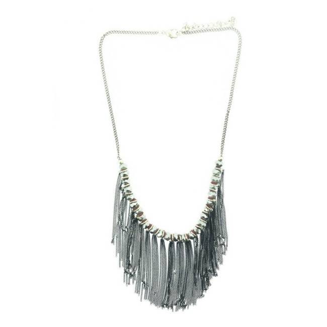 FRINGED CRYSTALS SHORT NECKLACE