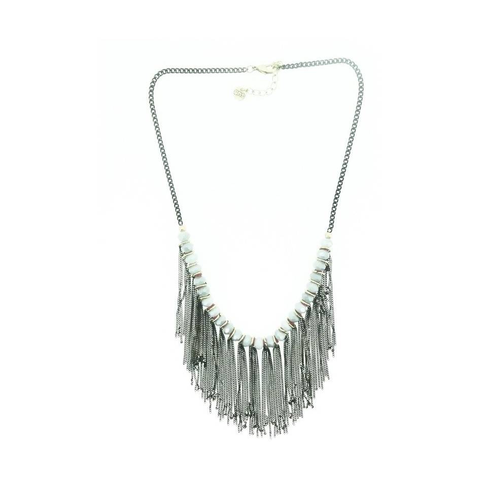 FRINGED CRYSTALS SHORT NECKLACE