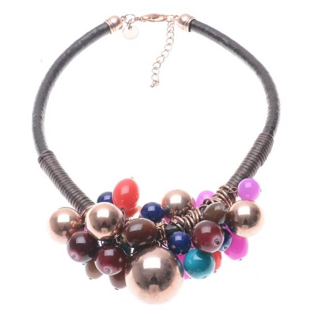 METAL RESIN BEAD SHORT NECKLACE