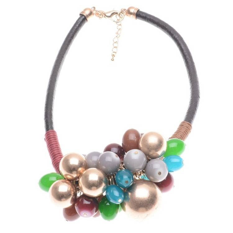 METAL RESIN BEAD SHORT NECKLACE 2
