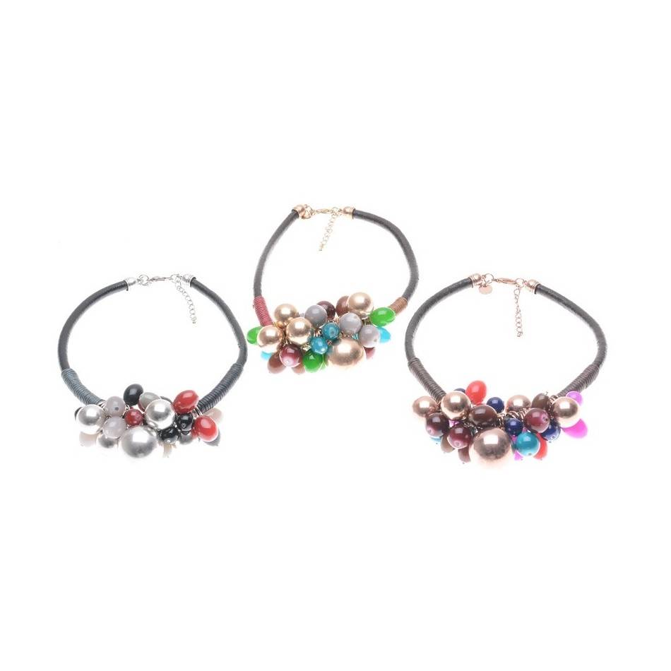 METAL RESIN BEAD SHORT NECKLACE