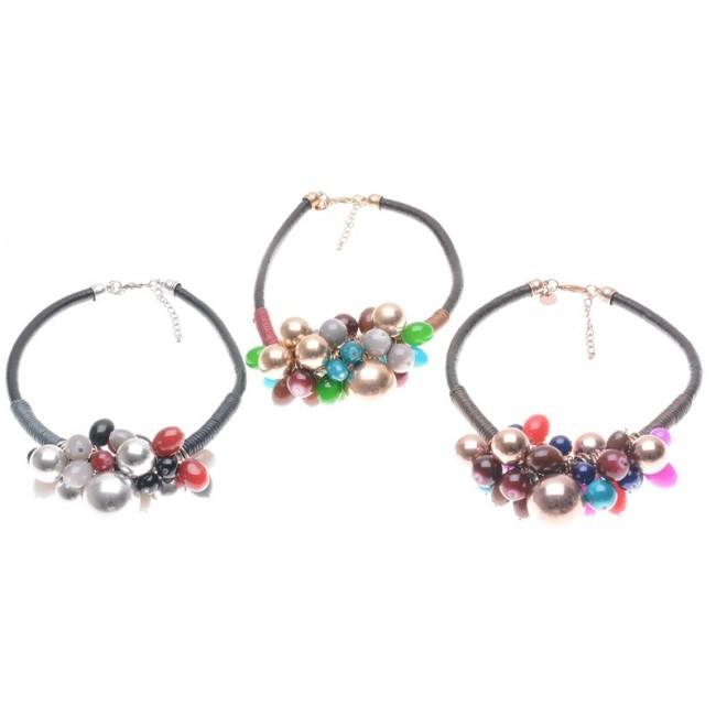 METAL RESIN BEAD SHORT NECKLACE