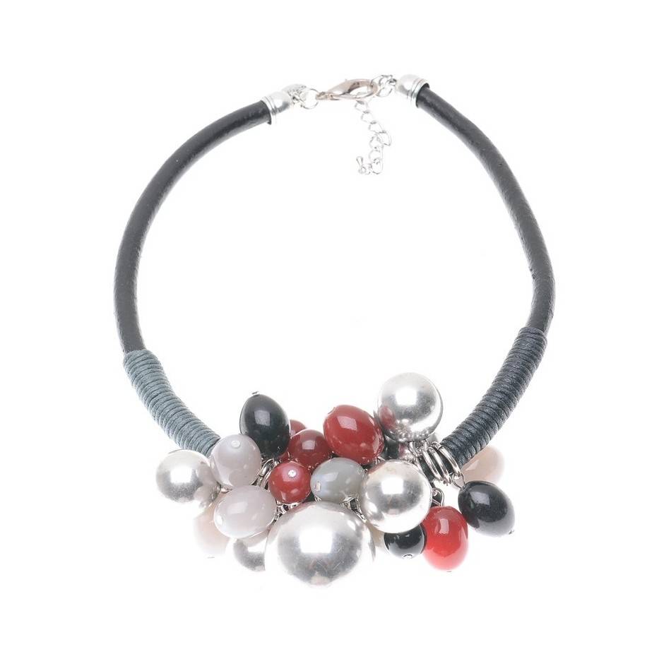 METAL RESIN BEAD SHORT NECKLACE