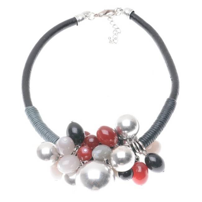 METAL RESIN BEAD SHORT NECKLACE