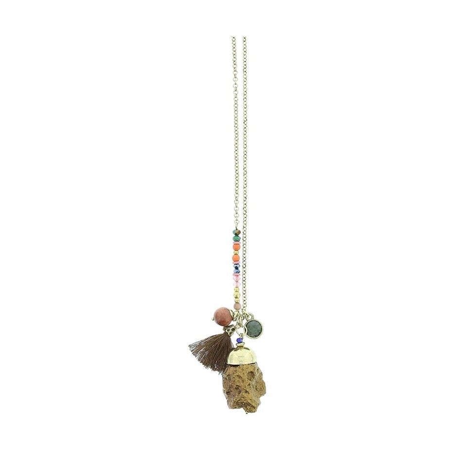 LONG STONE PENDANT NECKLACE