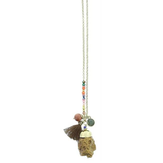 LONG STONE PENDANT NECKLACE