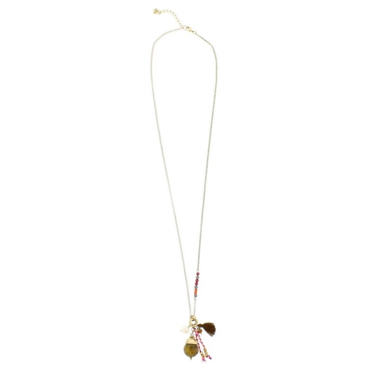 LONG PENDANT CHAIN NECKLACE STONE