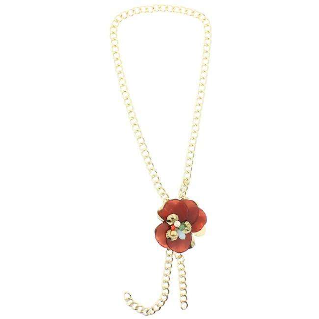 LONG PENDANT CHAIN NECKLACE FLOWER