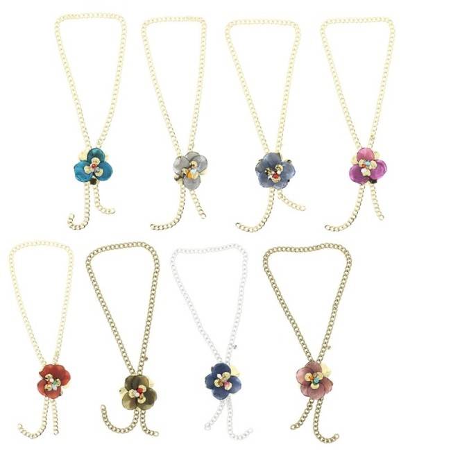 LONG PENDANT CHAIN NECKLACE FLOWER