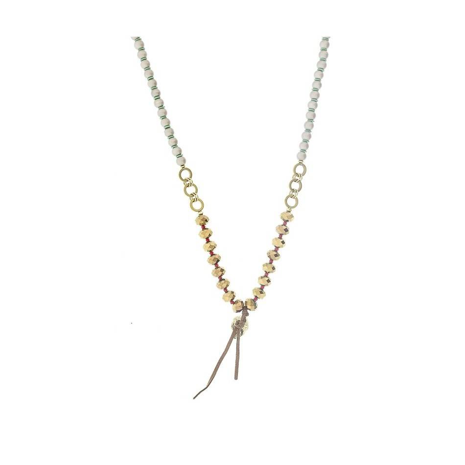LONG CRYSTAL BALLS PENDANT NECKLACE