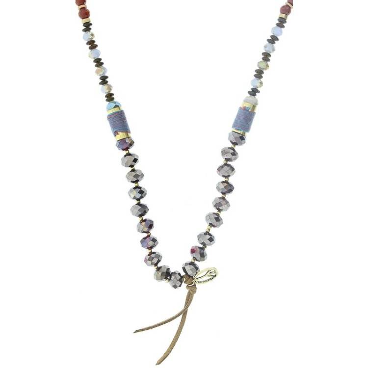 COLLAR LARGO BOLAS CRISTALES COLGANTE