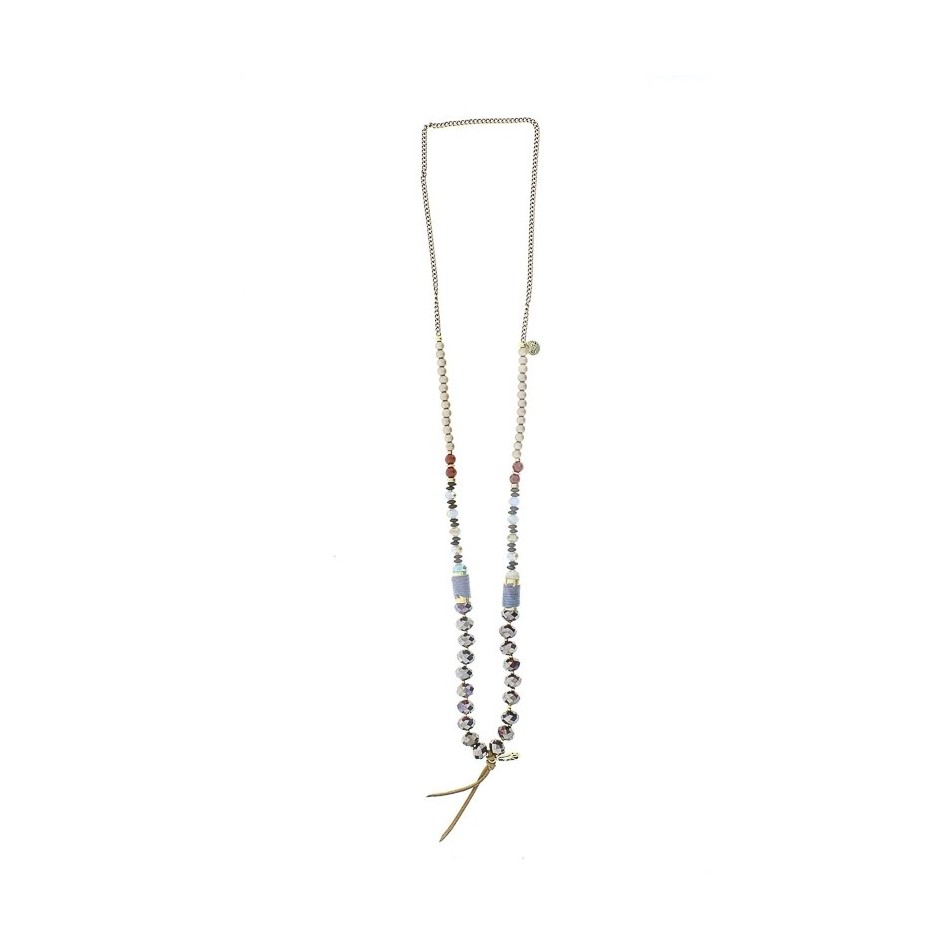 COLLAR LARGO BOLAS CRISTALES COLGANTE