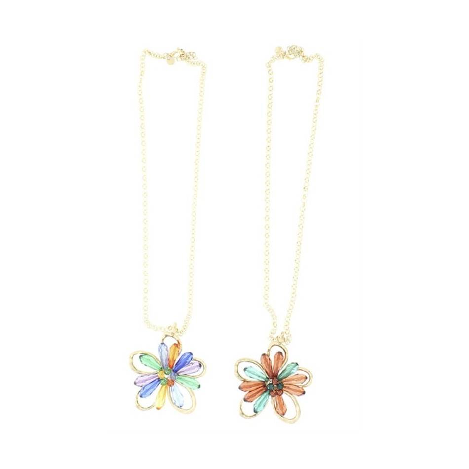 COLLAR LARGO COLG. FLOR METAL RESINA