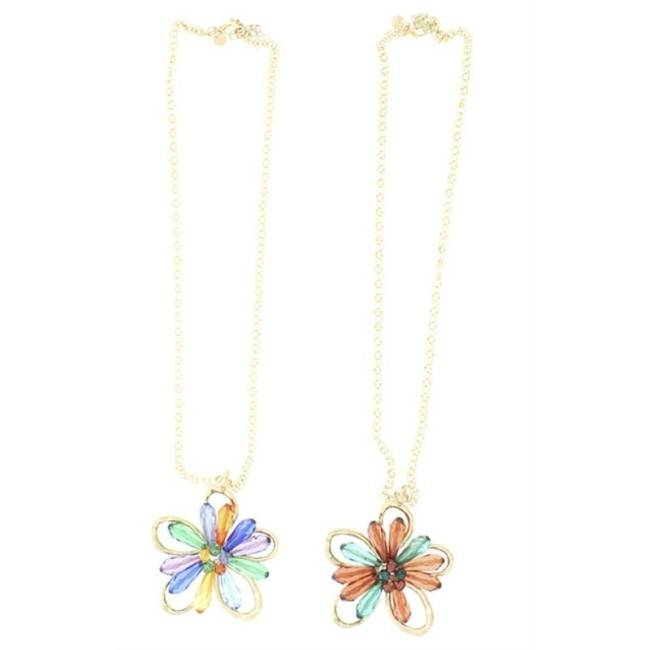 COLLAR LARGO COLG. FLOR METAL RESINA
