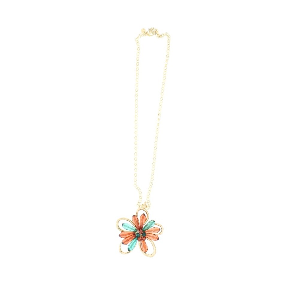 COLLAR LARGO COLG. FLOR METAL RESINA