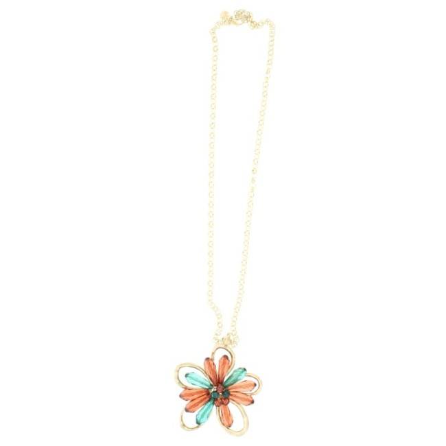 COLLAR LARGO COLG. FLOR METAL RESINA