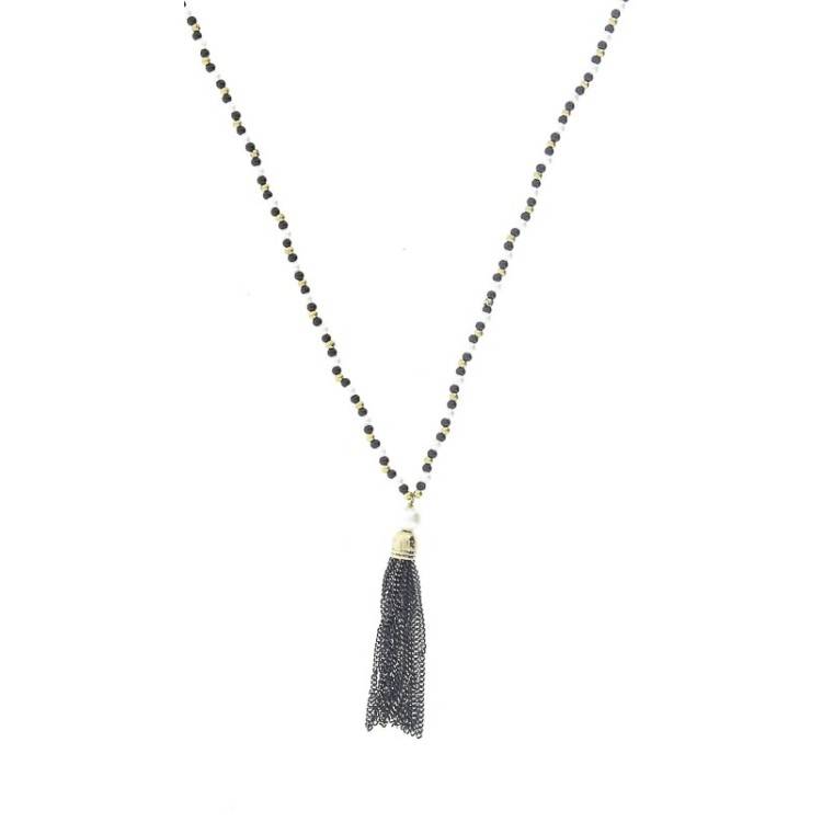 COLLAR LARGO CUENTAS COLG. FLECO