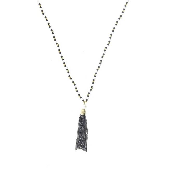 COLLAR LARGO CUENTAS COLG. FLECO