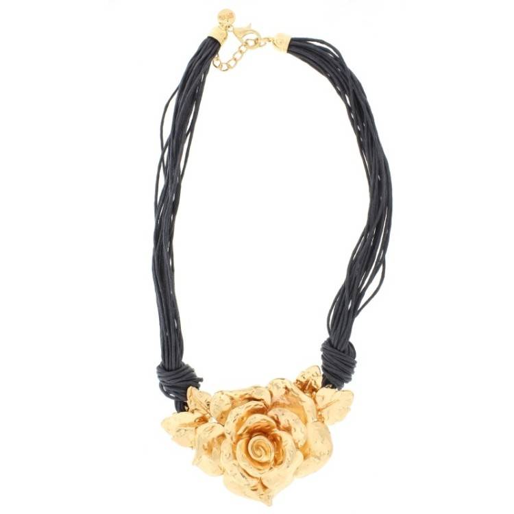 METAL FLOWER SHORT NECKLACE