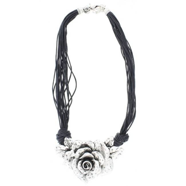METAL FLOWER SHORT NECKLACE