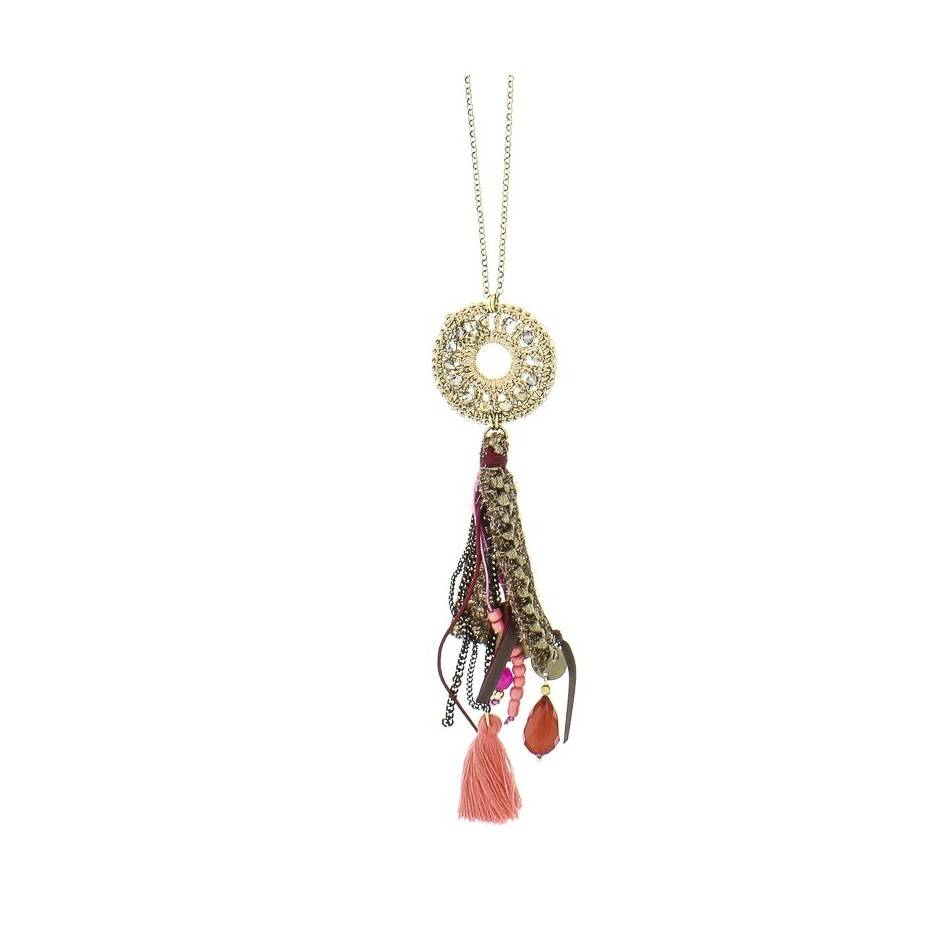 LONG POMPOM CIRCLE NECKLACE