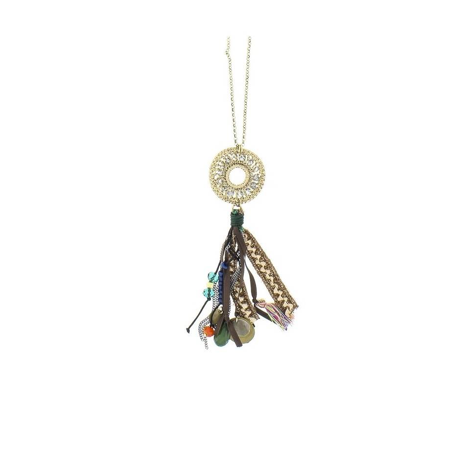 LONG POMPOM CIRCLE NECKLACE