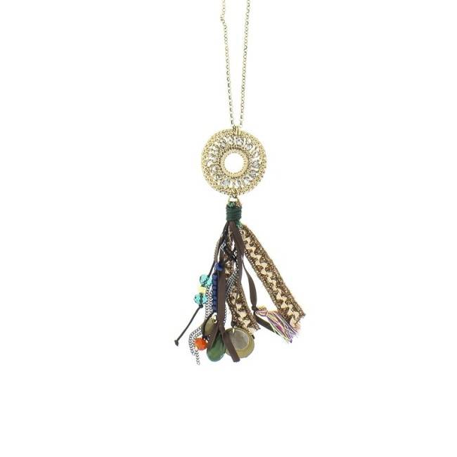LONG POMPOM CIRCLE NECKLACE
