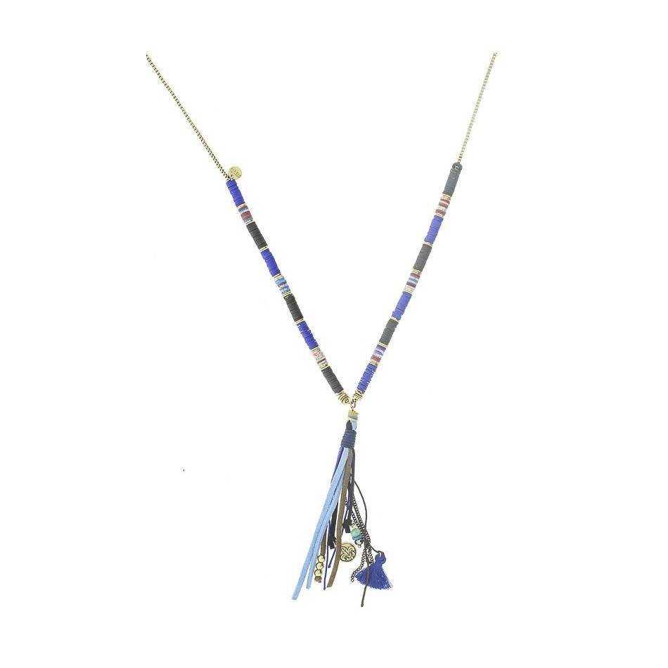 LONG FIMO COLG FRINGE NECKLACE